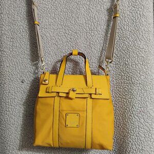 HENRI BENDEL Jetsetter Yellow Nylon Convertible Backpack/ Crossbody Bag
